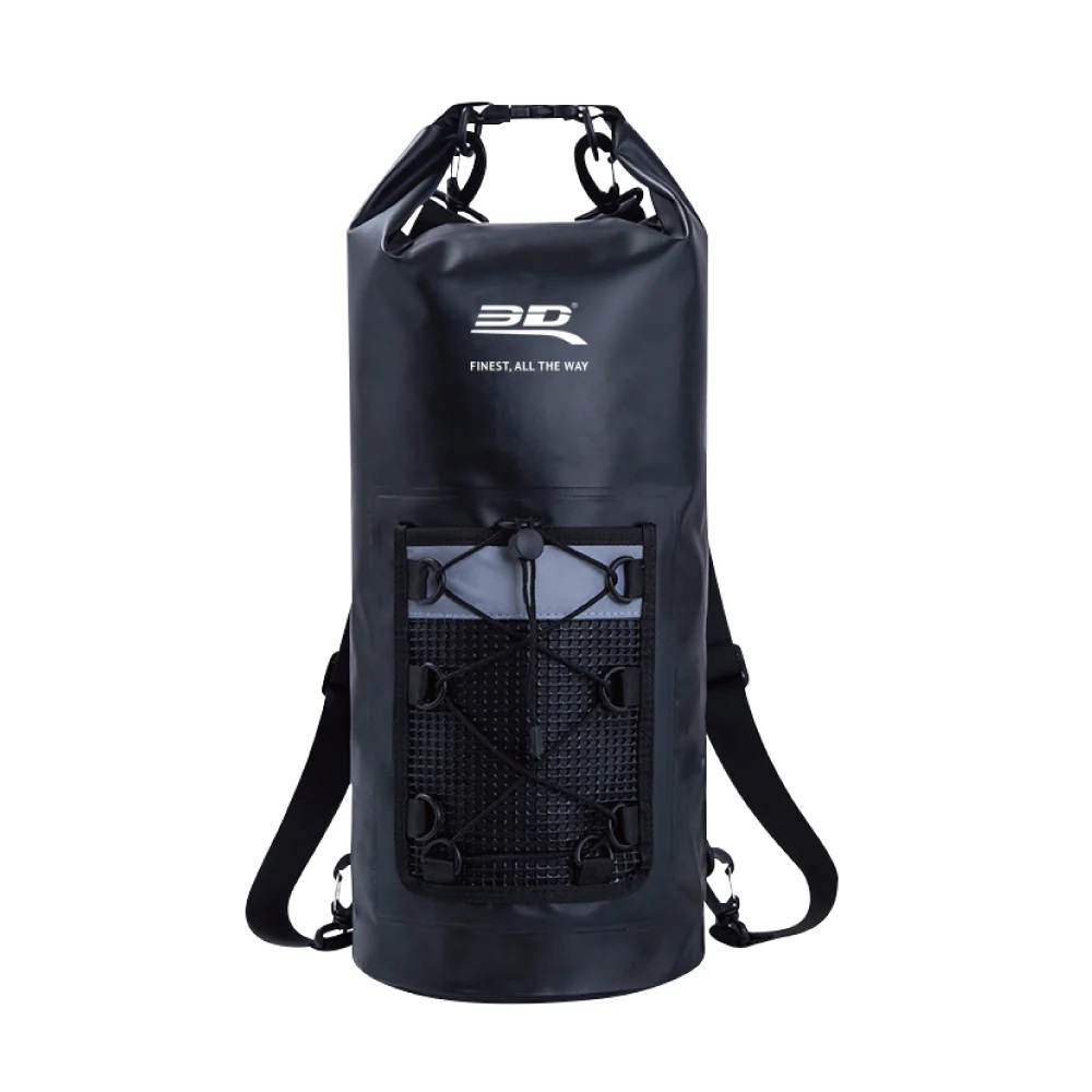 3D ROLL-TOP DRY BAG BACKPACK BLACK - 30L