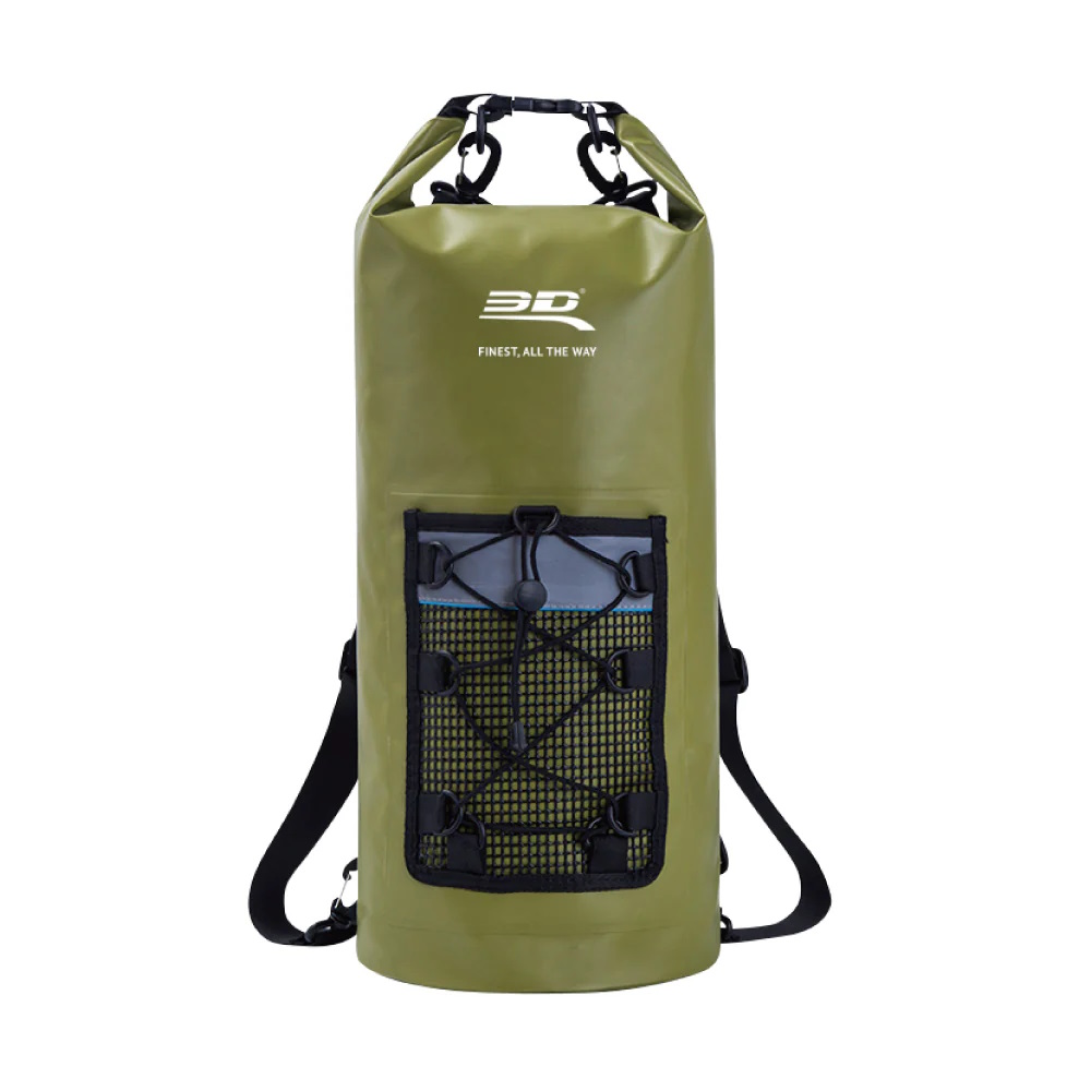3D ROLL-TOP DRY BAG BACKPACK ARMY GREEN - 30L